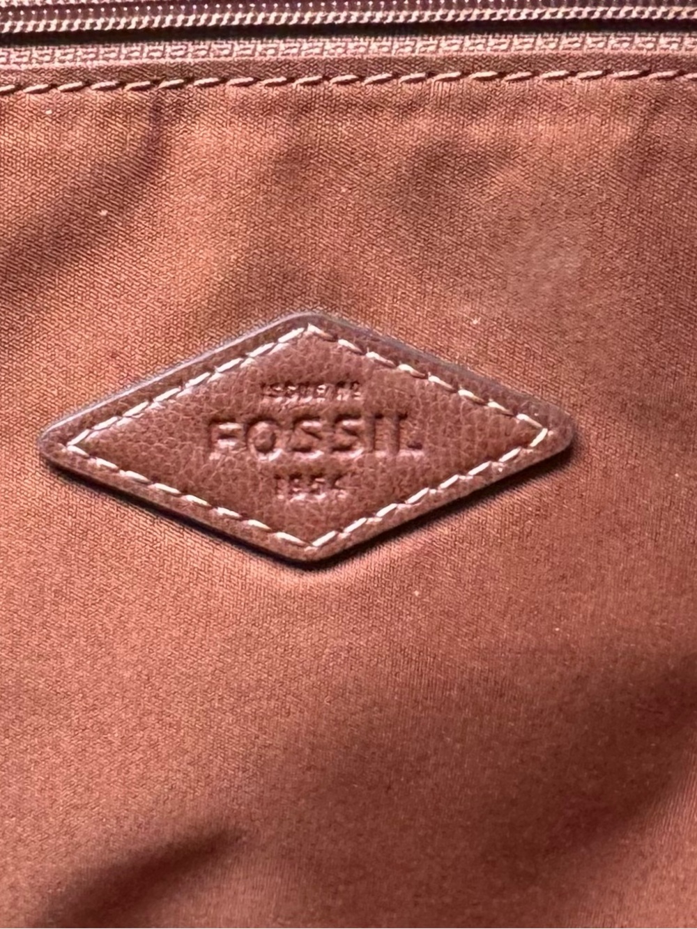 Fossil Brown Leather Large Shoulder Handbag Purse - Picture 7 of 8